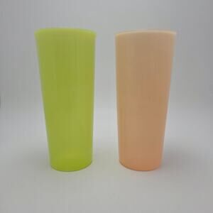 Tupperware Margarita Green & Peach Stacking Tumblers 2 each